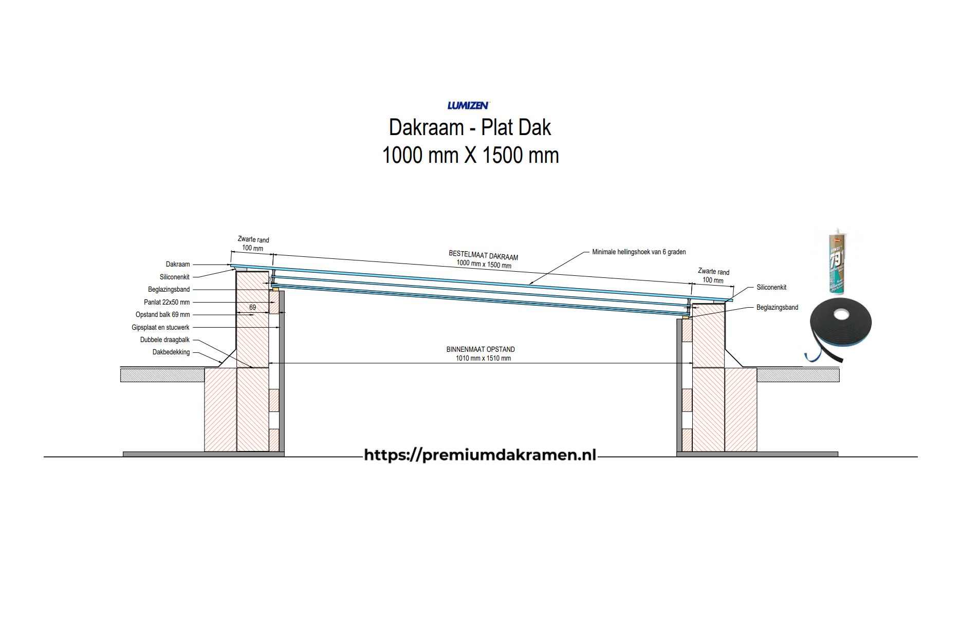 Platdakraam - 100x150 cm van Premium Dakramen
