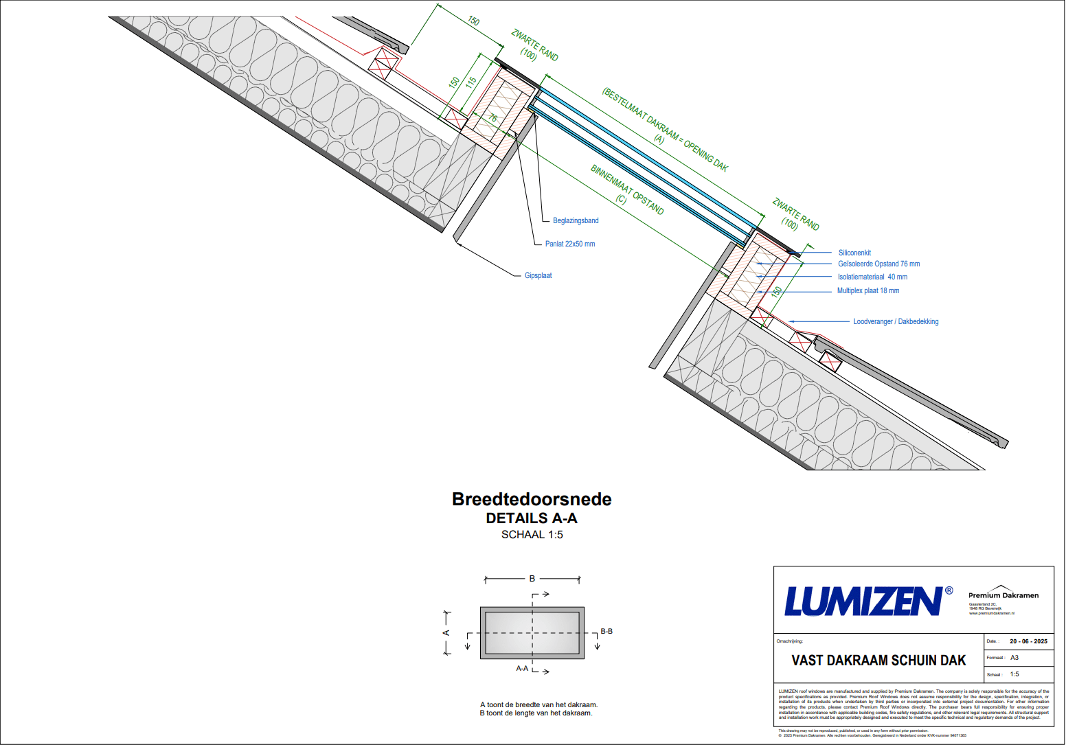 Vast Dakraam Schuin Dak van Premium Dakramen